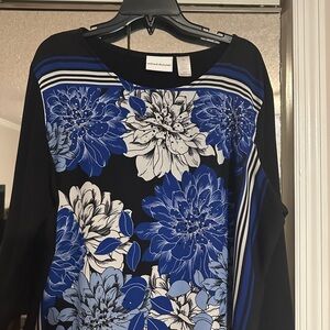 Alfred Dunner Black and Blue Floral Blouse
